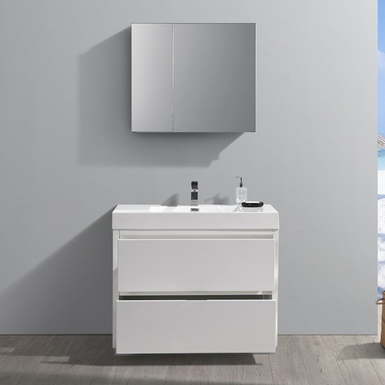 40 White Free Standing Modern Bathroom Vanity w/ Medicine Cabinet