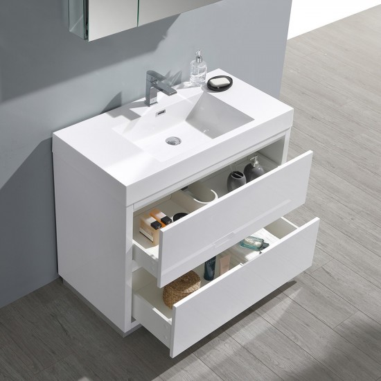 40 White Free Standing Modern Bathroom Vanity w/ Medicine Cabinet