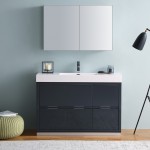 48 Dark Slate Gray Free Standing Modern Bathroom Vanity w/ Medicine Cabinet