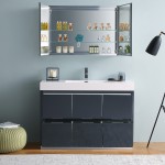 48 Dark Slate Gray Free Standing Modern Bathroom Vanity w/ Medicine Cabinet