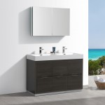 48 Gray Oak Free Standing Double Sink Modern Bathroom Vanity w/ Medicine Cabinet