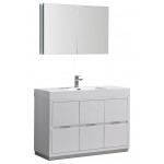 48 White Free Standing Modern Bathroom Vanity w/ Medicine Cabinet