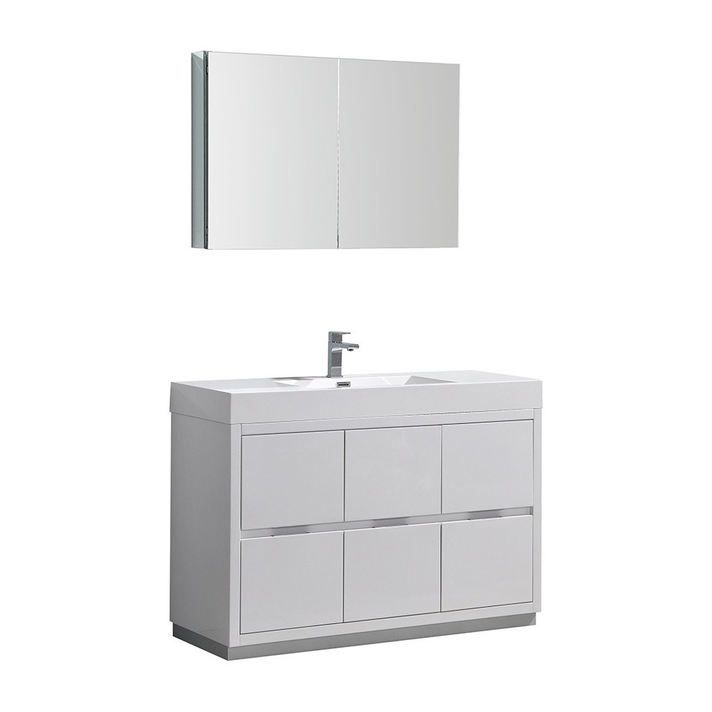 48 White Free Standing Modern Bathroom Vanity w/ Medicine Cabinet 48 White Free Standing Modern Bathroom Vanity w/ Medicine Cabinet
