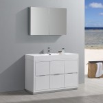 48 White Free Standing Modern Bathroom Vanity w/ Medicine Cabinet