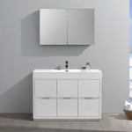 48 White Free Standing Modern Bathroom Vanity w/ Medicine Cabinet