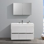 48 White Free Standing Modern Bathroom Vanity w/ Medicine Cabinet