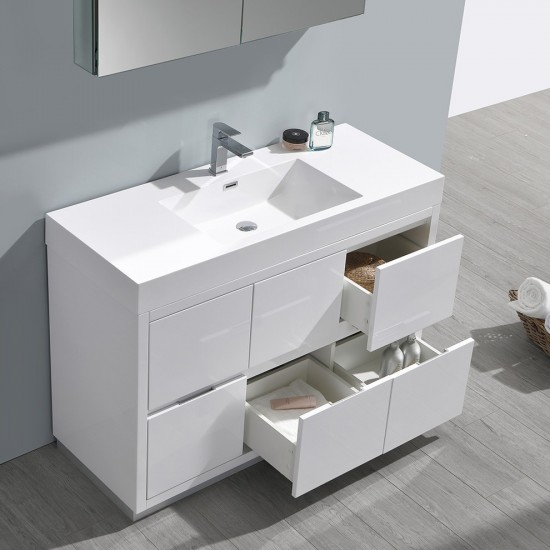 48 White Free Standing Modern Bathroom Vanity w/ Medicine Cabinet