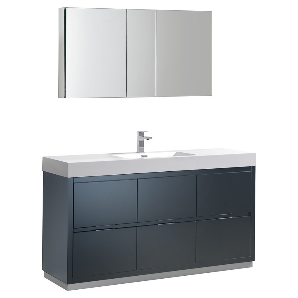 60 Dark Slate Gray Free Standing Modern Bathroom Vanity w/ Medicine Cabinet 60 Dark Slate Gray Free Standing Modern Bathroom Vanity w/ Medicine Cabinet