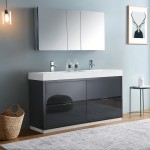 60 Dark Slate Gray Free Standing Double Sink Bathroom Vanity w/ Medicine Cabinet