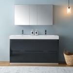 60 Dark Slate Gray Free Standing Double Sink Bathroom Vanity w/ Medicine Cabinet