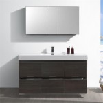 Valencia 60" Gray Oak Free Standing Modern Bathroom Vanity w/ Medicine Cabinet