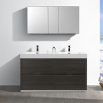 60 Gray Oak Free Standing Double Sink Modern Bathroom Vanity w/ Medicine Cabinet