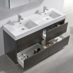 60 Gray Oak Free Standing Double Sink Modern Bathroom Vanity w/ Medicine Cabinet