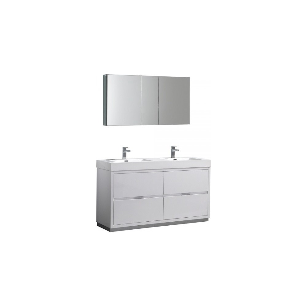 60 White Free Standing Double Sink Modern Bathroom Vanity w/ Medicine Cabinet 60 White Free Standing Double Sink Modern Bathroom Vanity w/ Medicine Cabinet