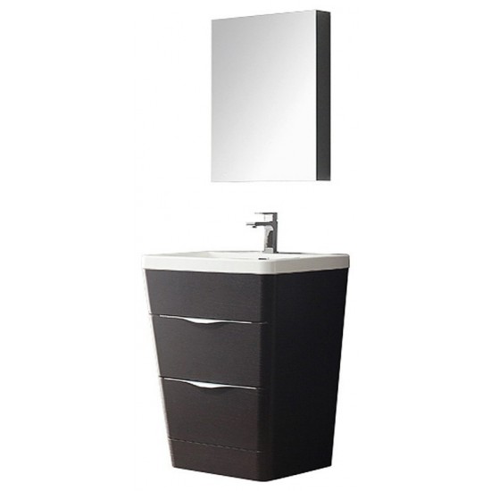 Fresca Milano 26" Chestnut Modern Bathroom Vanity w/ Medicine Cabinet