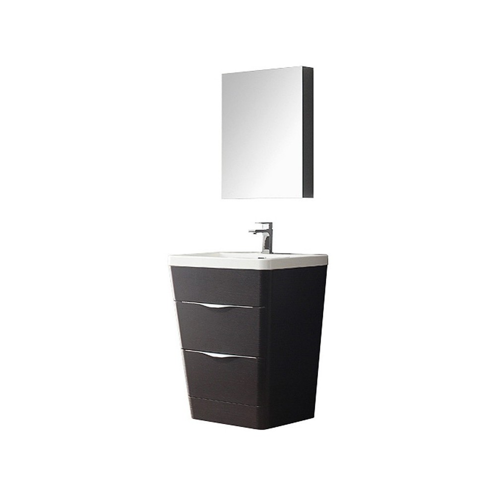 Fresca Milano 26" Chestnut Modern Bathroom Vanity w/ Medicine Cabinet