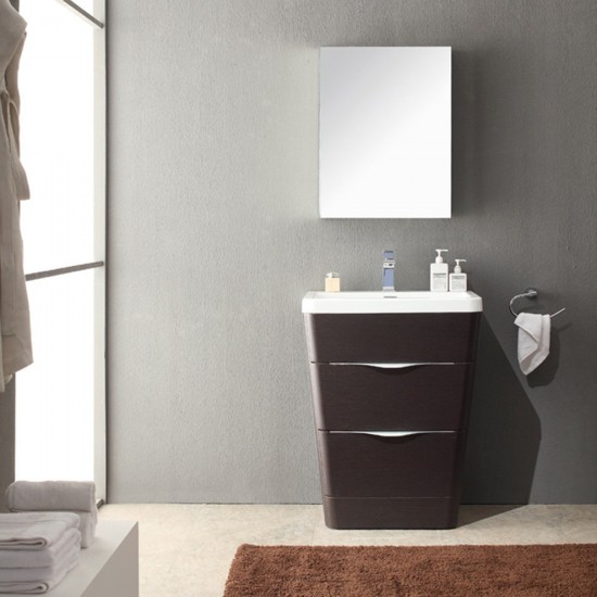 Fresca Milano 26" Chestnut Modern Bathroom Vanity w/ Medicine Cabinet