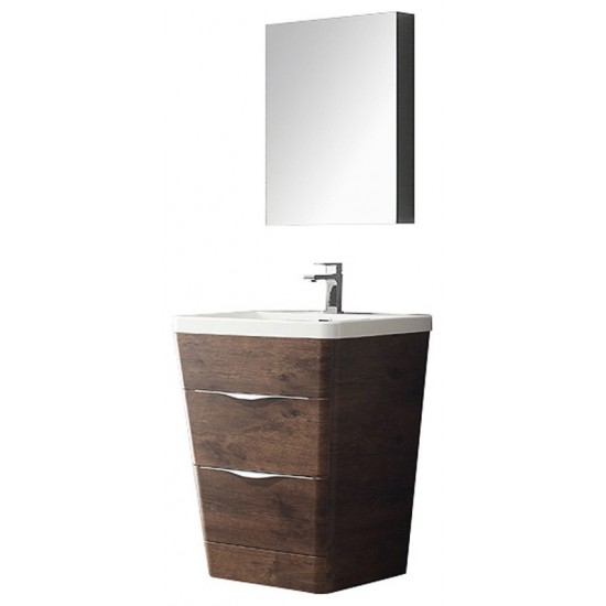 Fresca Milano 26" Rosewood Modern Bathroom Vanity w/ Medicine Cabinet