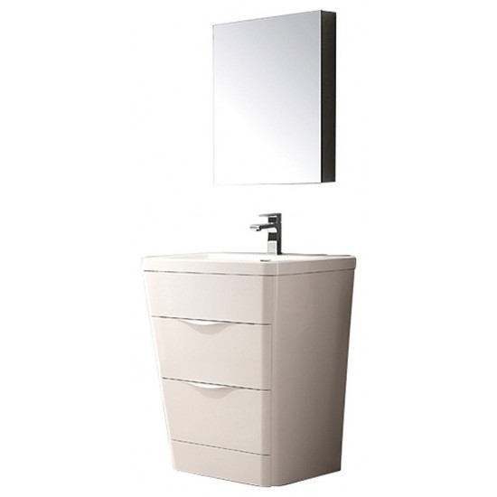 Fresca Milano 26" Glossy White Modern Bathroom Vanity w/ Medicine Cabinet
