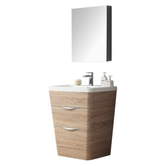 Fresca Milano 26" White Oak Modern Bathroom Vanity w/ Medicine Cabinet