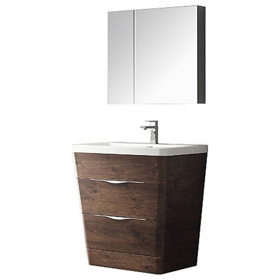 Fresca Milano 32" Rosewood Modern Bathroom Vanity w/ Medicine Cabinet