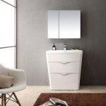 Fresca Milano 32" Glossy White Modern Bathroom Vanity w/ Medicine Cabinet