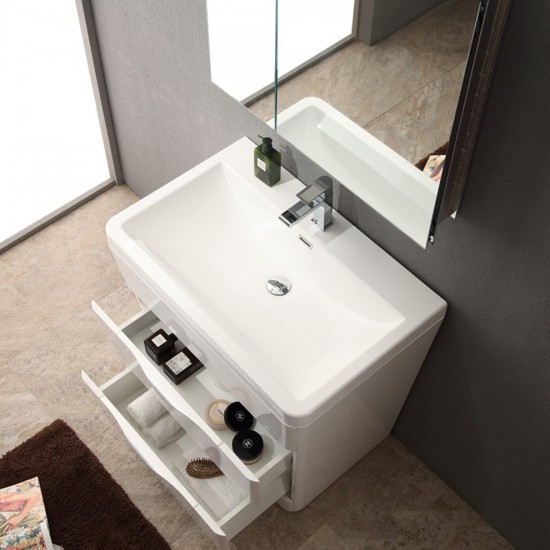 Fresca Milano 32" Glossy White Modern Bathroom Vanity w/ Medicine Cabinet