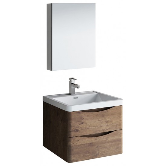 Fresca Tuscany 24" Rosewood Wall Hung Modern Bathroom Vanity w/ Medicine Cabinet