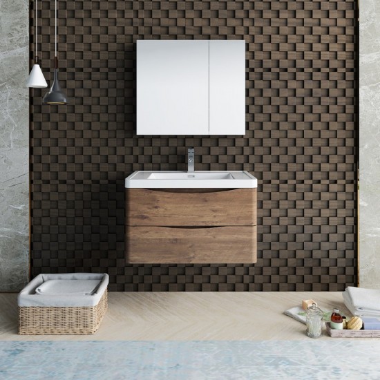 Fresca Tuscany 32" Rosewood Wall Hung Modern Bathroom Vanity w/ Medicine Cabinet