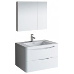 Tuscany 32" Glossy White Wall Hung Modern Bathroom Vanity w/ Medicine Cabinet