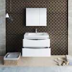 Tuscany 32" Glossy White Wall Hung Modern Bathroom Vanity w/ Medicine Cabinet