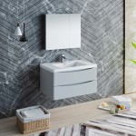 Tuscany 36" Glossy Gray Wall Hung Modern Bathroom Vanity w/ Medicine Cabinet