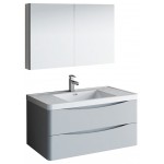 Tuscany 40" Glossy Gray Wall Hung Modern Bathroom Vanity w/ Medicine Cabinet