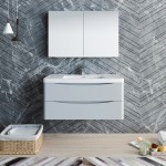 Tuscany 40" Glossy Gray Wall Hung Modern Bathroom Vanity w/ Medicine Cabinet