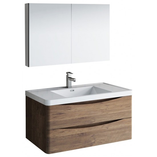 Fresca Tuscany 40" Rosewood Wall Hung Modern Bathroom Vanity w/ Medicine Cabinet