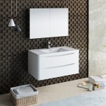 Tuscany 40" Glossy White Wall Hung Modern Bathroom Vanity w/ Medicine Cabinet