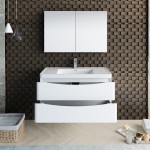 Tuscany 40" Glossy White Wall Hung Modern Bathroom Vanity w/ Medicine Cabinet