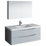 Tuscany 48" Glossy Gray Wall Hung Modern Bathroom Vanity w/ Medicine Cabinet