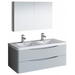 Tuscany 48 Gray Wall Hung Double Sink Modern Bathroom Vanity w/ Medicine Cabinet