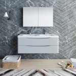 Tuscany 48 Gray Wall Hung Double Sink Modern Bathroom Vanity w/ Medicine Cabinet