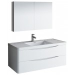 Tuscany 48" Glossy White Wall Hung Modern Bathroom Vanity w/ Medicine Cabinet