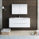 Tuscany 48" Glossy White Wall Hung Modern Bathroom Vanity w/ Medicine Cabinet