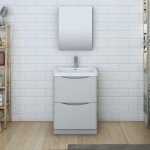 Tuscany 24" Glossy Gray Free Standing Modern Bathroom Vanity w/ Medicine Cabinet