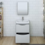 Tuscany 24" Glossy Gray Free Standing Modern Bathroom Vanity w/ Medicine Cabinet
