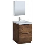 Tuscany 24" Rosewood Free Standing Modern Bathroom Vanity w/ Medicine Cabinet