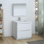 Tuscany 32 Glossy White Free Standing Modern Bathroom Vanity w/ Medicine Cabinet