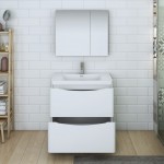 Tuscany 32 Glossy White Free Standing Modern Bathroom Vanity w/ Medicine Cabinet