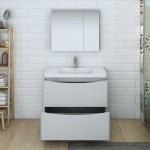 Tuscany 36" Glossy Gray Free Standing Modern Bathroom Vanity w/ Medicine Cabinet