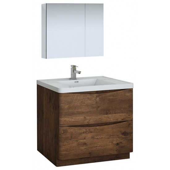 Tuscany 36" Rosewood Free Standing Modern Bathroom Vanity w/ Medicine Cabinet