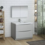 Tuscany 40" Glossy Gray Free Standing Modern Bathroom Vanity w/ Medicine Cabinet